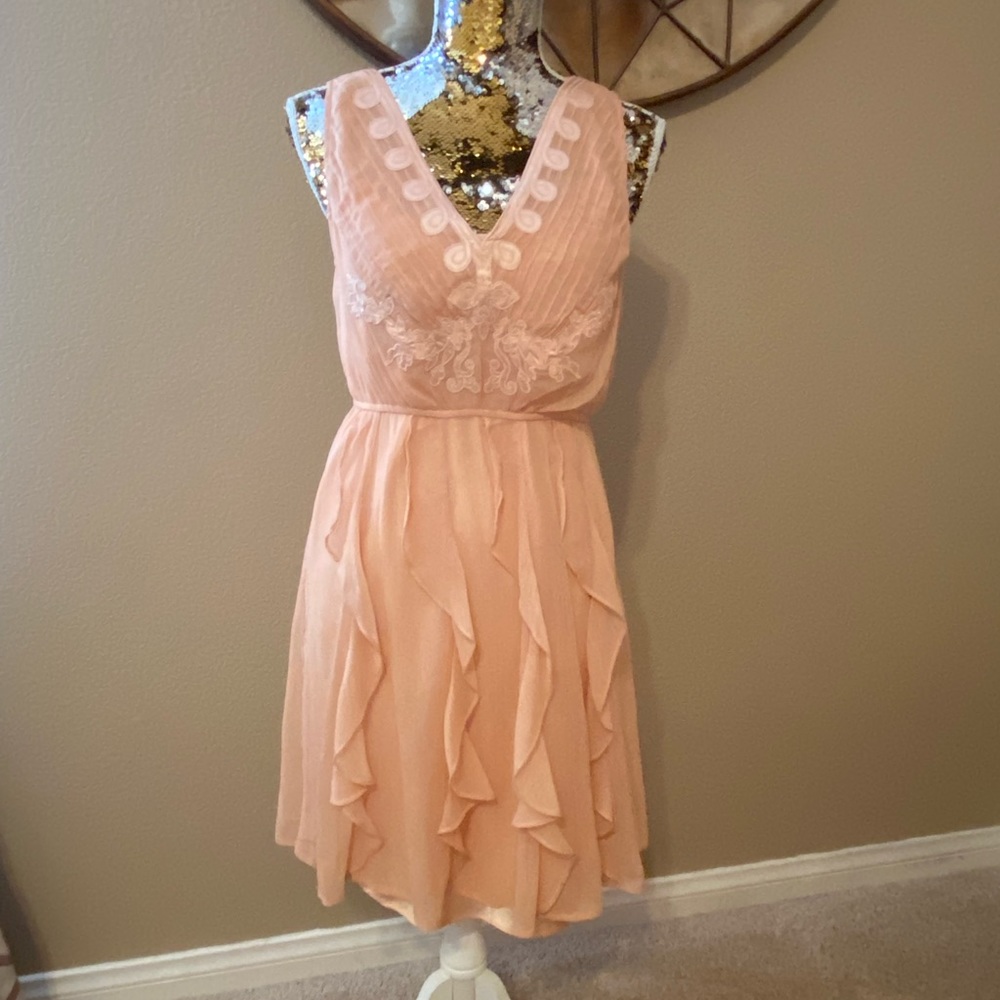 Peach lightweight mid length dress